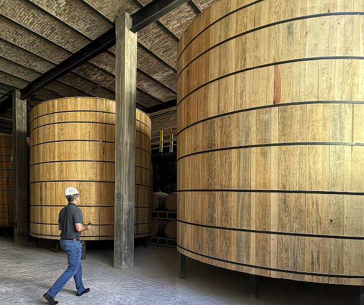 Large wooden fermentation vats